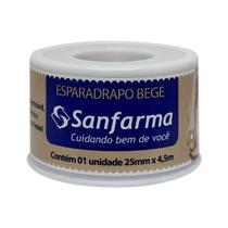 Esparadrapo Impermeavel Bege Sanfarma 25mm x 4,5m 72 Unid