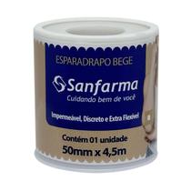 Esparadrapo Impermeavel Bege Sanfarma 50mm x 4,5m 3 Unid