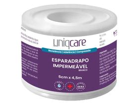 Esparadrapo impermeavel uniqcare kit com 5cx 5cmx4,5m branco