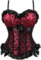 Espartilho ADELCE Plus Size Lace Up Boned Overbust Bustier vermelho 2GG
