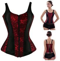 Espartilho Corpete Corset Overbust Com Alça Zíper Frontal