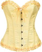 Espartilho feminino ADELCE com cadarço, desossado, floral, amarelo M