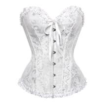 Espartilho feminino ADELCE com cadarço, desossado, floral, branco M