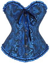 Espartilho feminino ADELCE com cadarço, desossado, floral, preto, azul