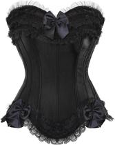 Espartilho feminino ADELCE com cadarço e osso, preto, GG