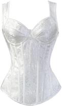 Espartilho feminino ADELCE com cadarço, jacquard gótico, branco, tamanho M