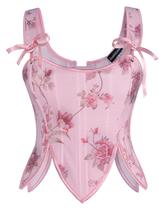 Espartilho feminino Scarlet Darkness Renaissance Floral Boneed Overbust Body Shaper Bustier para Halloween rosa 14