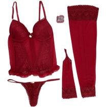 Espartilho Sexy Sensual com Bojo Completo Vermelho