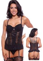 Espartilho Tule e Renda Preto Tam. P
