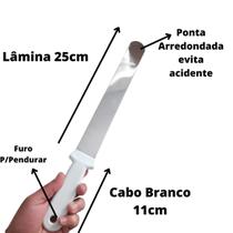 Espátula 25cm Cabo Branco De Alizar Bolo/Crepe Inóx