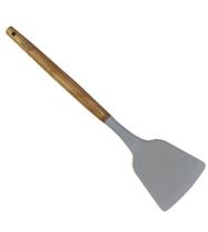 Espátula 32cm Reta Cucina De Silicone Cinza Com Cabo Em Madeira