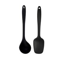 Espátula & Concha De Silicone Preta Não Risca Arroz Feijão