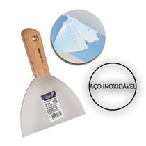 Espátula de Aço inox 15cm Cabo madeira Para Gesseiro Pintor Obras Massa Corrida Multiuso Artesanato