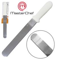 Espátula de cozinha com serrilha de inox cabo branco 30cm