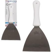 Espatula de cozinha de inox cabo plastico branco 5'' 25,5cm na cartela - 123 UTIL Espatula de cozinha de inox cabo plastico branco 5'' 25,5cm na cartela - 123 UTIL