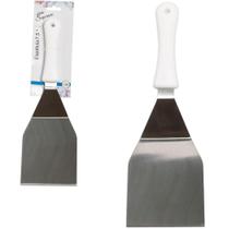 Espatula de cozinha degrau de inox cabo plastico branco 7,5'' na cartela - 123 UTIL