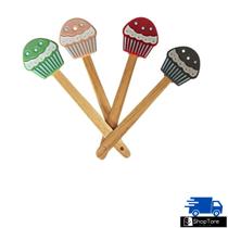 Espatula De Silicone 28,5 Cm Cabo Madeira Cupcake Wellmix