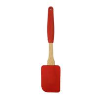 Espátula de Silicone Cabo de Madeira Removível Vermelho 32cm Utensílio Em Casa Tem Espátula de Silicone Cabo de Madeira Removível Vermelho 32cm Utensílio Em Casa Tem
