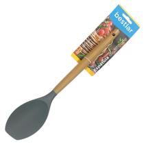 Espátula de Silicone Cinza com Cabo em Madeira - Bestlar Espátula de Silicone Cinza com Cabo em Madeira - Bestlar
