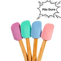 Espátula de Silicone Colorida Com Cabo de Madeira 29cm Para Cozinha Multiuso Para Panelas Antiaderentes Útil Bazar