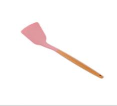 Espátula de Silicone com Cabo de Bambu Charmy Rosa 32cm