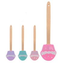 Espátula de silicone em formato de cupcake rosa lilás ou verde para cozinha espatula colher multiuso Espátula de silicone em formato de cupcake rosa lilás ou verde para cozinha espatula colher multiuso