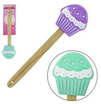 Espatula De Silicone Modelo Cupcake Cabo Bambu 28,5X7,5Cm Linha Confeiteiro - Fu Xing