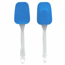 Espatula De Silicone Utensílio Para Cozinhar Cabo Acrilico Pão Duro Raspadora 25cm - Azul