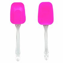 Espatula De Silicone Utensílio Para Cozinhar Cabo Acrilico Pão Duro Raspadora 25cm - Rosa