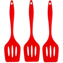 Espatula De Silicone Vazada Vermelha Grande Kit 03 Un