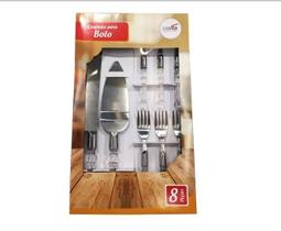 Espátula E Faca De Bolo De Metal com 6 Garfos De Sobremesa Casita 9809 Espátula E Faca De Bolo De Metal com 6 Garfos De Sobremesa Casita 9809