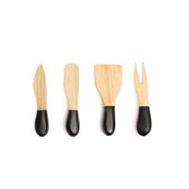 Espatula Faca para Queijo Garfinho Utensilios Bambu Kit 4un