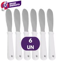 Espátula Manteiga 2 Em 1 Com Serra Serrilhada Em Inox Cabo Branco Patê Geleia Pão Torrada Espátula Manteiga 2 Em 1 Com Serra Serrilhada Em Inox Cabo Branco Patê Geleia Pão Torrada