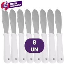 Espátula Manteiga 2 Em 1 Com Serra Serrilhada Em Inox Cabo Branco Patê Geleia Pão Torrada
