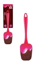 Espátula Multiuso de Silicone Decorada Cabo Acrílico Caldas de Morango Linha Bons Cheff