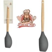 Espatula Pao Duro De Silicone Grafite Cabo Madeira Bonscheff