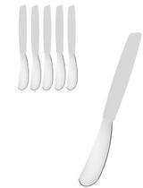 Espatula Pate Manteiga Inox Cabo Plastico Branco 6 Peça 14Cm