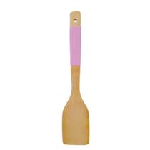 Espátula Reta Cabo Silicone Nature Plus Rosa 30Cm Bambu