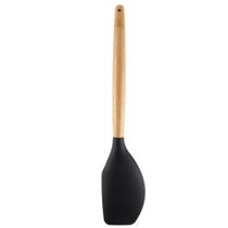 Espátula Reta em Bambu com Silicone Preto Yoi Cozinha