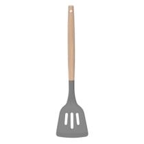 Espátula Silicone Vazada Bambu 32cm Grande Prática Dia a Dia Espátula Silicone Vazada Bambu 32cm Grande Prática Dia a Dia