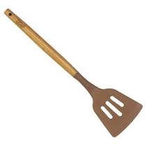 Espátula Vazada Cucina em Silicone com Cabo em Madeira Mocha Mousse 32cm - Fracalanza