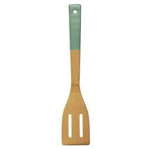 Espátula Vazada Culinária De Bambu Utensílio Cozinha Cabo Pintado - Yoi