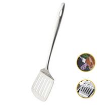 Espatula Vazada de Aço Inox Fritar Hambúrguer Talher Cozinha
