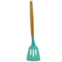 Espátula Vazada de Silicone Cabo de Madeira 32cm VD Quanhe