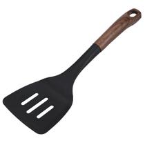 Espatula Vazada em Nylon 33Cm Cabo Marrom Tipo Madeira