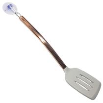 Espátula Vazada Em Silicone Com Cabo Inox Rose Gold 35cm Acompanha Ventosa com Gancho para Pendurar Espátula Vazada Em Silicone Com Cabo Inox Rose Gold 35cm Acompanha Ventosa com Gancho para Pendurar