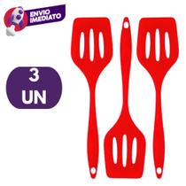 Espátula Vazada Silicone Maciço Para Frituras Lanches Cozinha Restaurante Chapeira