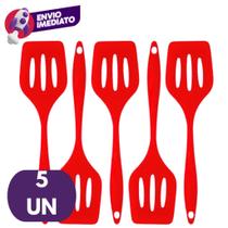 Espátula Vazada Silicone Maciço Para Frituras Lanches Cozinha Restaurante Chapeira