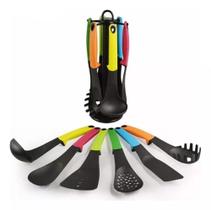 Espátulas Concha Colher Espumadeira Pegador Suporte Kit7 Espátulas Concha Colher Espumadeira Pegador Suporte Kit7