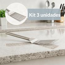Espátulas Curvas Em Aço Inox Para Chapa Lanches E Cozinha Kit Com 3 Unidades Espátulas Curvas Em Aço Inox Para Chapa Lanches E Cozinha Kit Com 3 Unidades